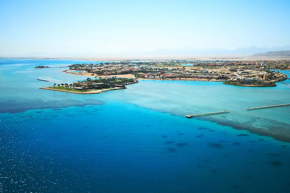 an aerial view of the egyptian resort of El Gouna