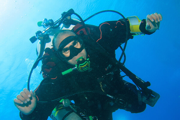 The world’s deepest dive on open circuit scuba stands at 332.35m (1,090ft). It was undertaken by  Ahmed Gabr in Dahab in the Red 