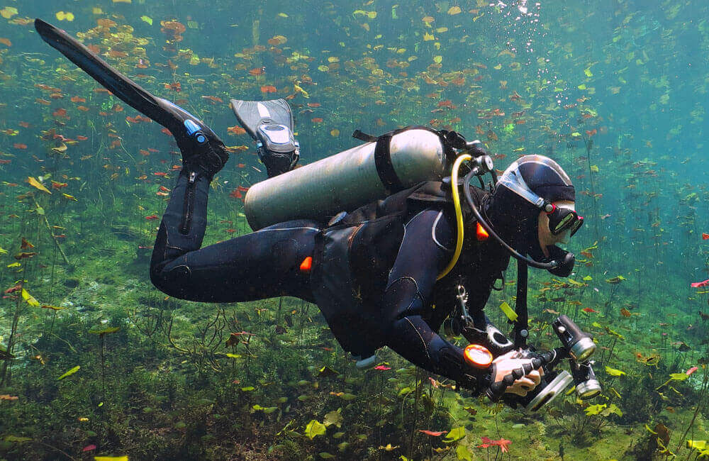 scuba diver with camera