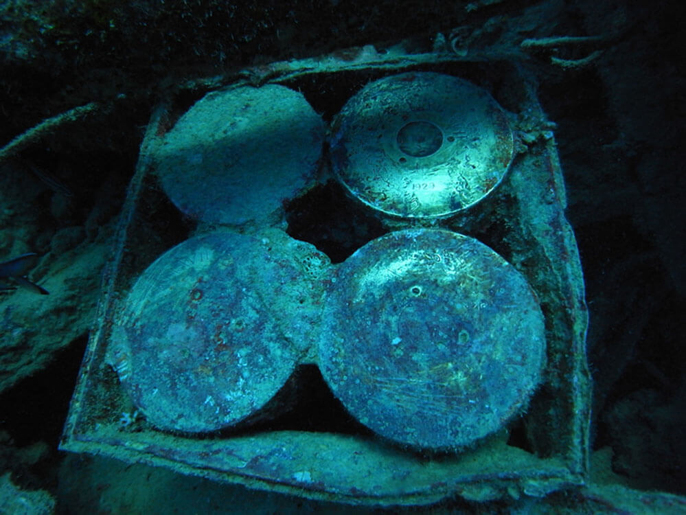 Munitions among the wreckage of the SS Thstilegorm