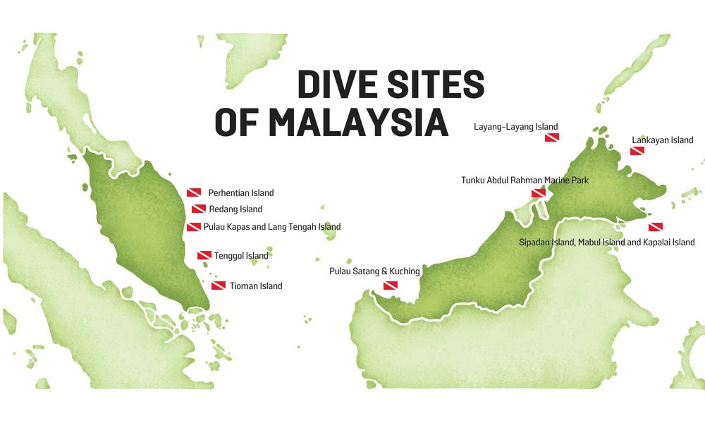 map of the best dives in malaysia