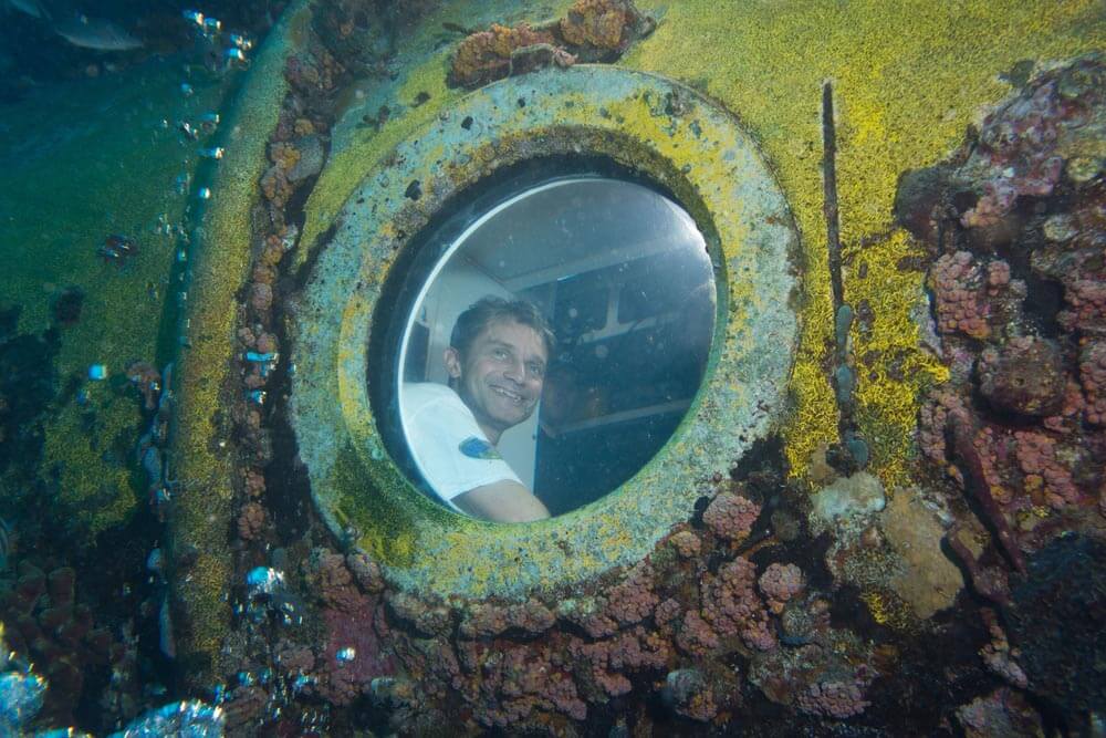 fabien cousteau inside aquarius underwater habitat