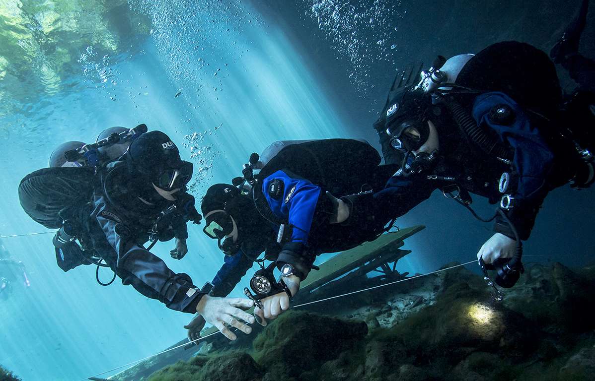 Divers traing underwater