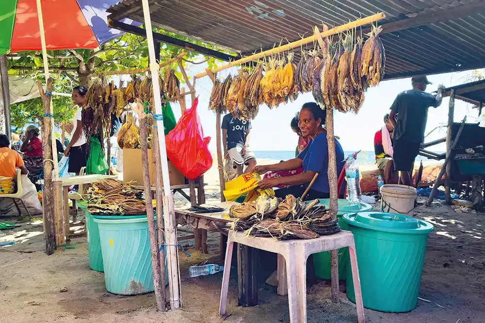 Dried fish – a local favourite – on sale at Atauro Island's twice weekly market