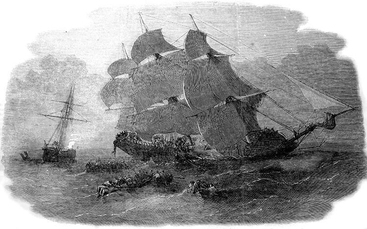 The sinking of the Josephine Willis as depicted in the Illustrated London News ca. 1856