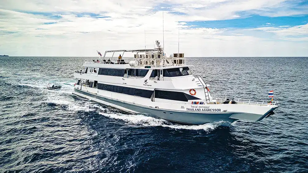 the thailand aggressor liveaboard underway at sea