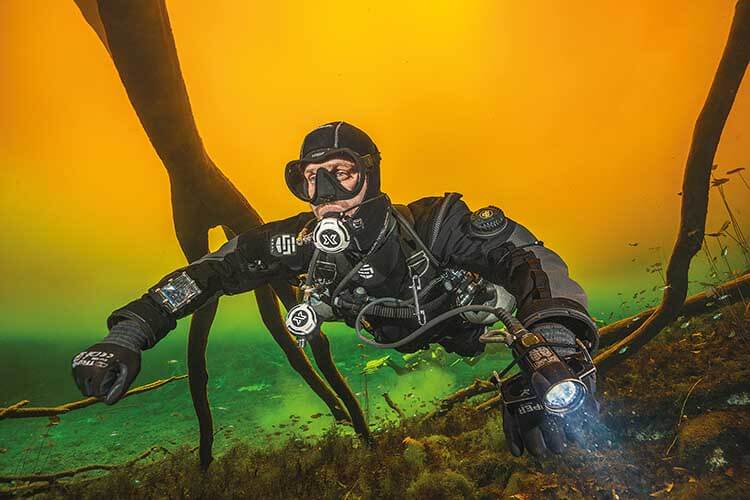 ProTec cave instructor Jake Bulman diving cenote Carwash