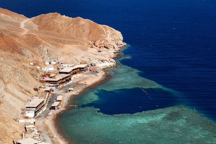 Aerial view of the Blue Hole, Dahab, a popular spot for freediving