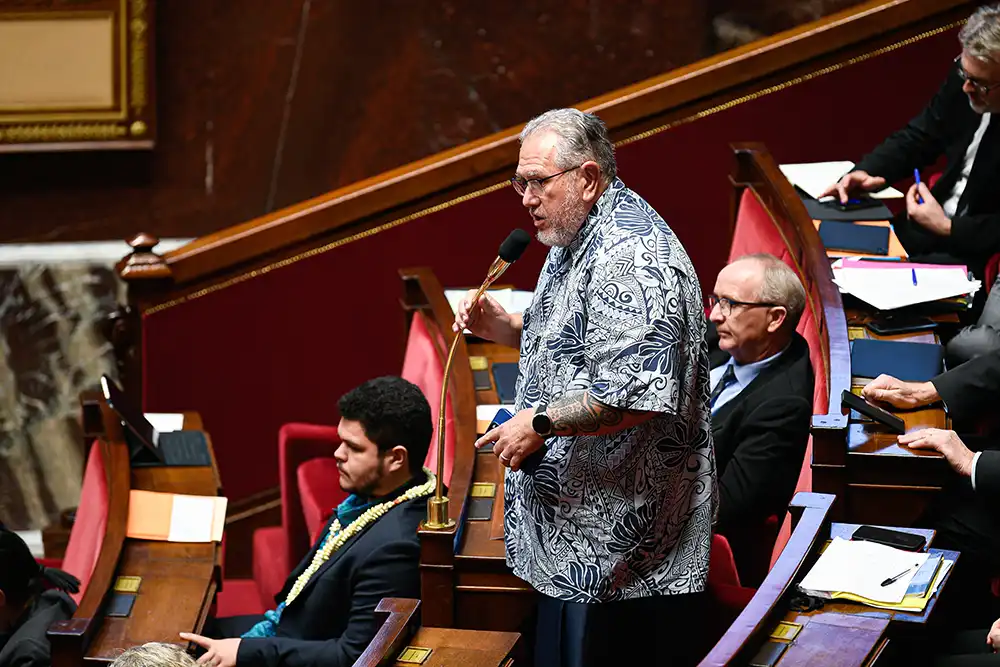 French Polynesian President Moetai Brotherson at the National Assembly in France