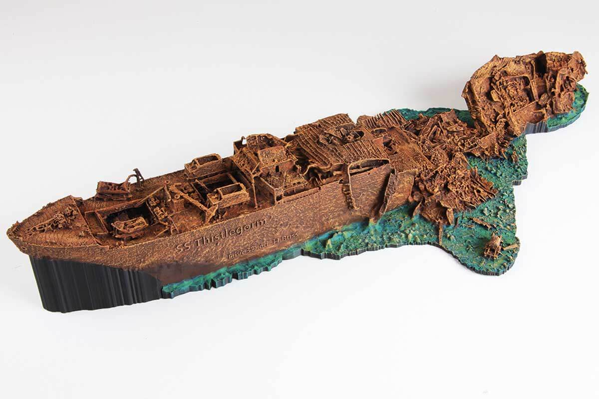 3d printed model of the thistlegorm