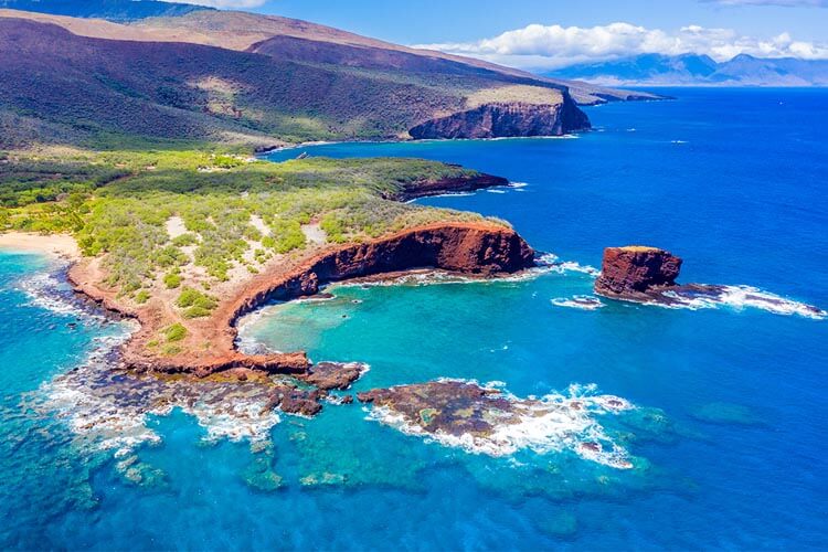 aerial view of the island of Lanai, Hawaii