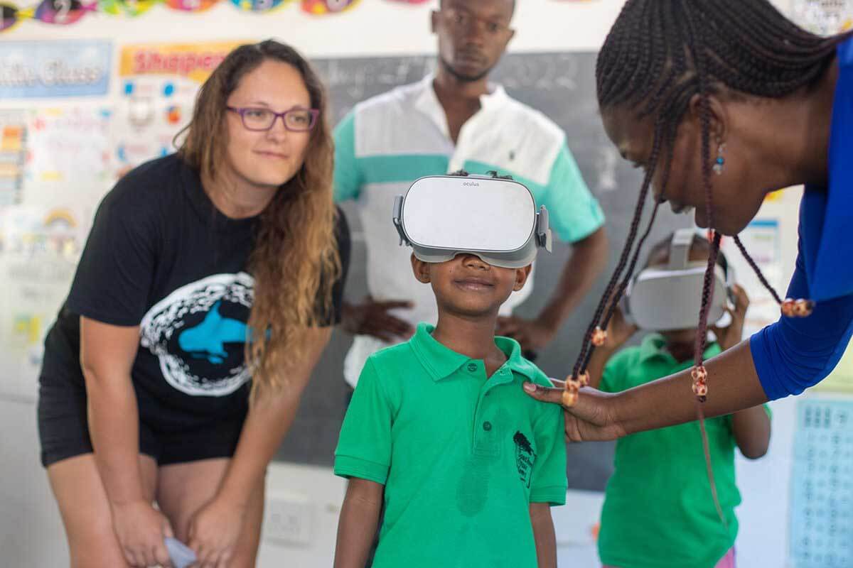 local children experiencing VR for the first time