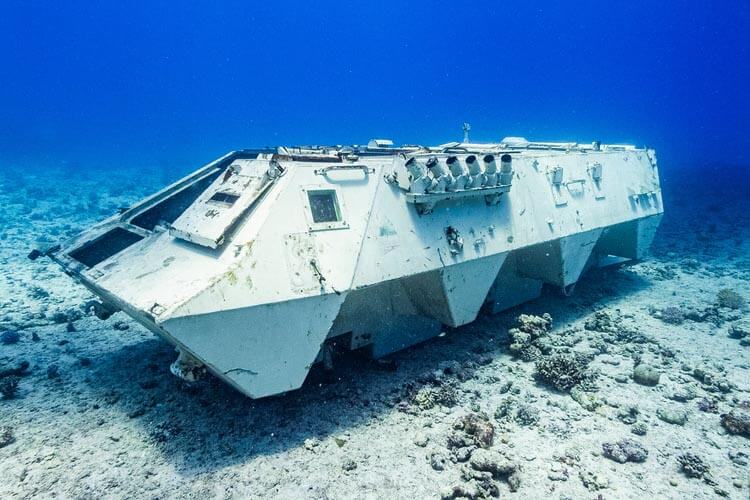 armoured vehicle sunk as an artificial reef in Hurghada