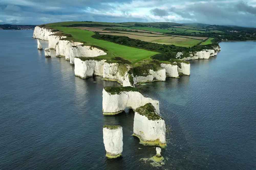 a picture of the cliffs at old harry rocks, where diver emily sherwin went missing