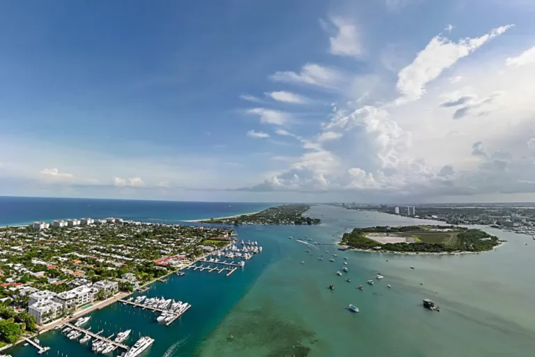 aerial view of riviera beach and peanut island in Florida