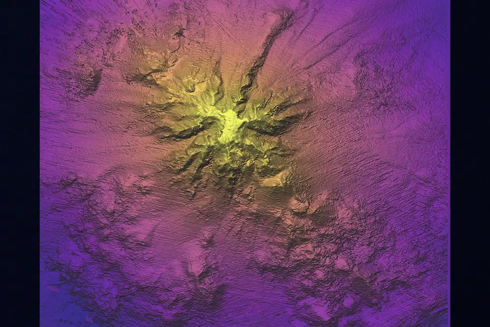 high resolution map of a newly discovered seamount in the Pacific's Nazca Ridge