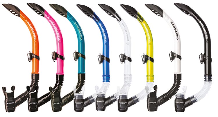 scubapro escape snorkel with different colours