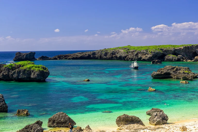 blue waters and a beach at shimoji island, okinawa