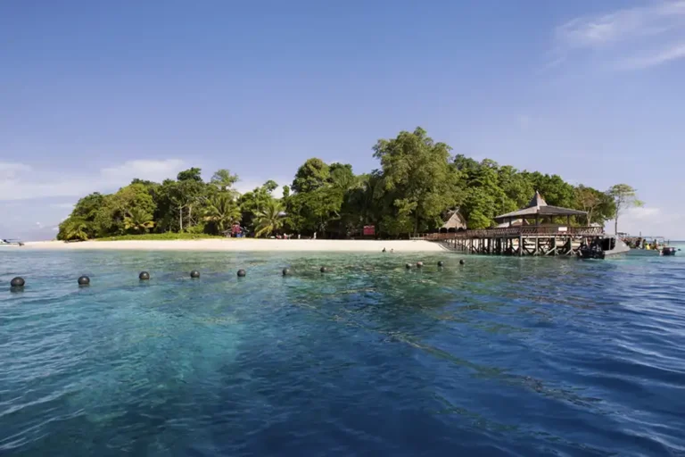 view of sipadan island, malaysia from the water nearby