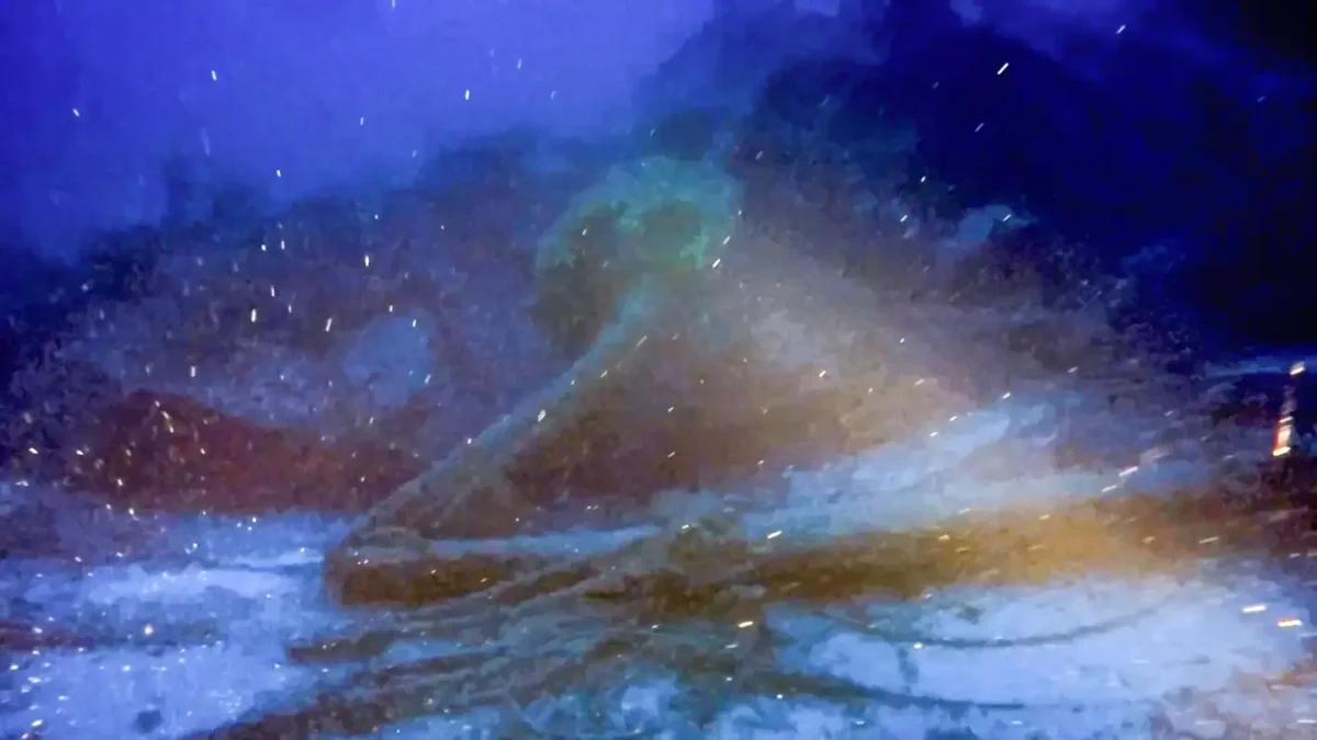 The wreckage of SS Arcadian, 163m below the Aegean Sea