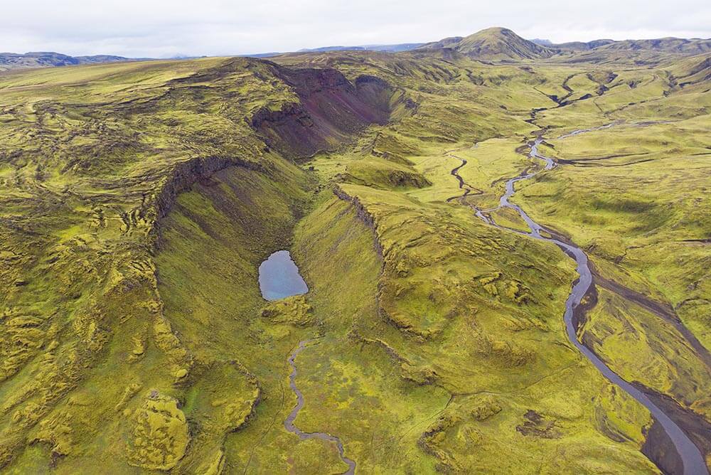 Aerial view of Odin's Tear, Iceland